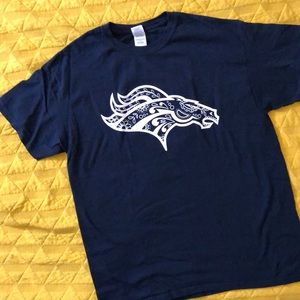 BRONCO SHIRT NAVY, MENS LARGE